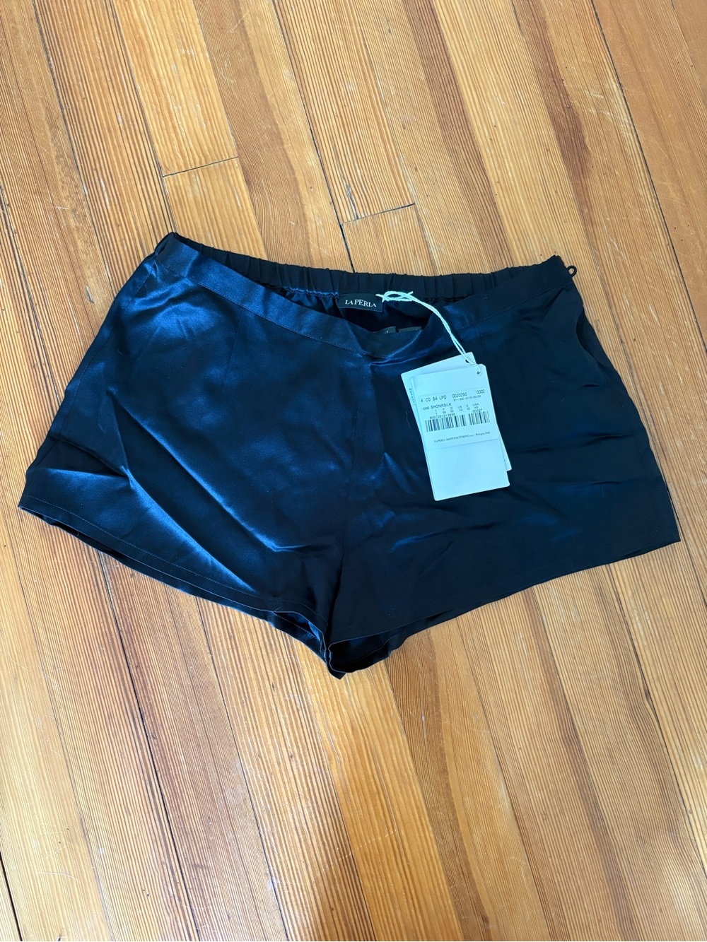 La Perla Black Satin High-Waist Lounge Shorts